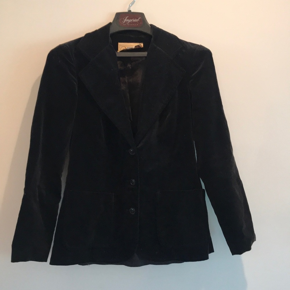 Vintage 1970s Black Velvet Pant and Skirt Suit. XS. Bronson of California brand
